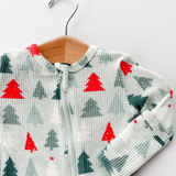 Festive Firs Waffle Zip Up Footie