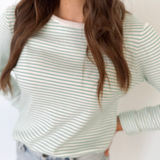 Pinstripe Long Sleeve Knit Top (2 Colors)