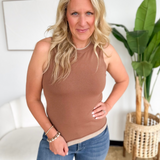 Chocolate Layered Knit Sleeveless Top