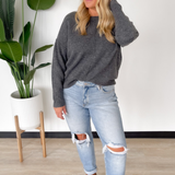 Stella Crewneck Front Seam Grey Sweater