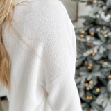 Mock Neck Relaxed Long Sleeve Pullover-White