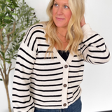 Regina Striped Knitted Button Cardigan