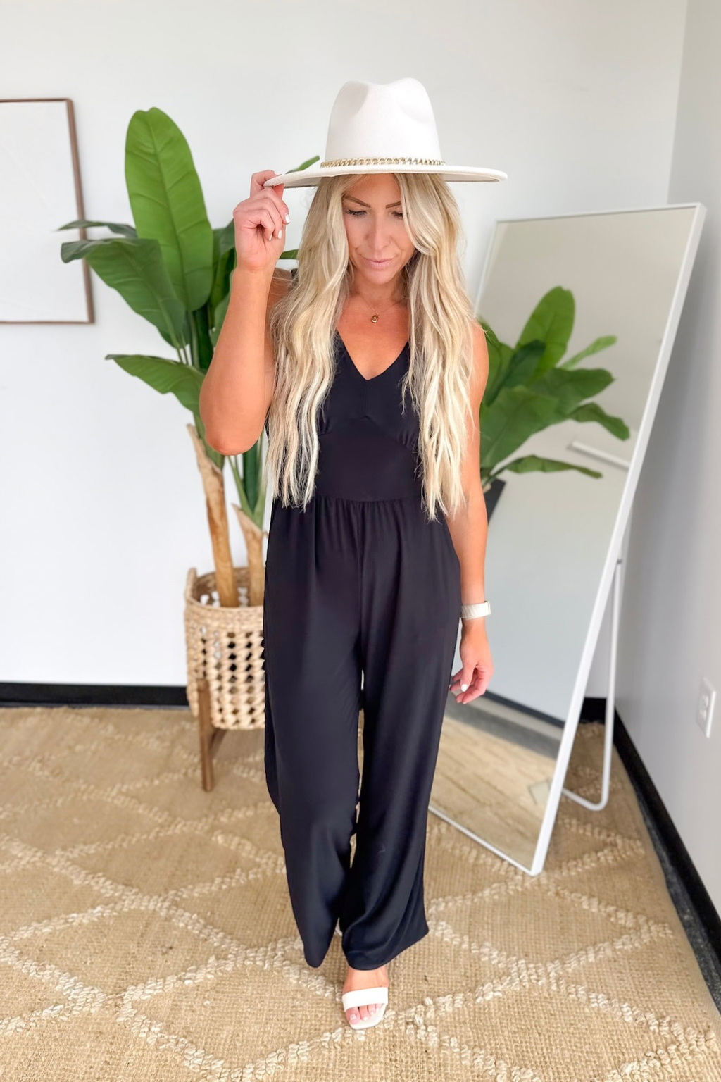Black Sleeveless Wide Leg Jumpsuit