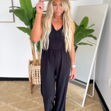 Black Sleeveless Wide Leg Jumpsuit