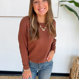Rust Waffle Knit Sweater