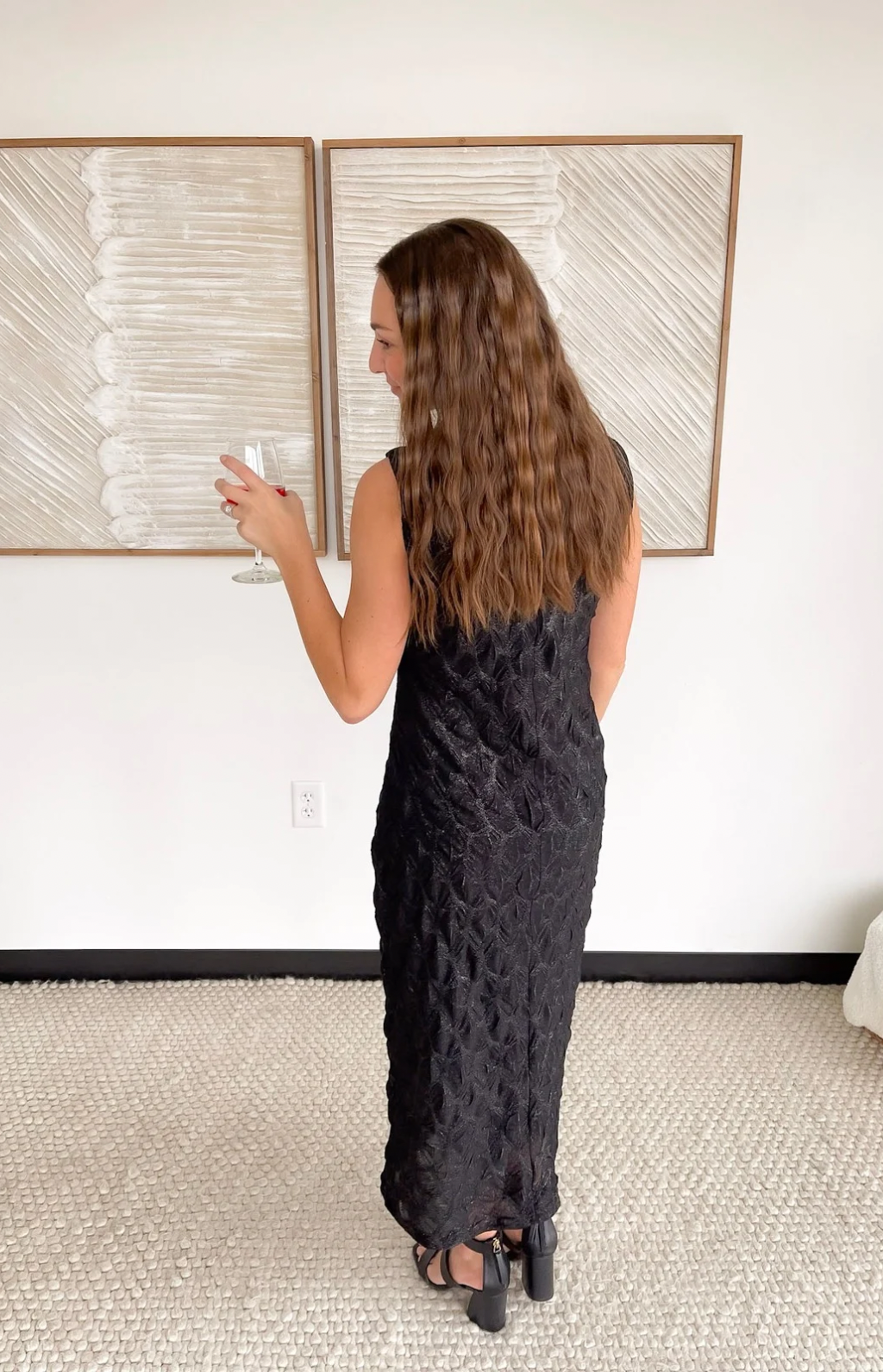 black shimmer midi dress Olivia Midi- Black Shimmer