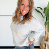 Grey Soft Knit Elastic Waistband Sweater