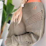 Riley Olive Distress Knit Sweater