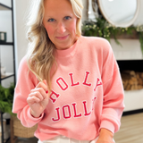 Holly Jolly Pink Waffle Knit Crewneck