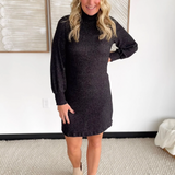 Black Soft Knit Long Sleeve Midi Dress