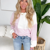 Light Purple Color Block Knit Sweater