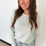 Pinstripe Long Sleeve Knit Top (2 Colors)