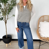 Grey Knit Half Zip Sweater Vest