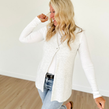 Light Grey Textured V-Neck Sleeves Tunic Top