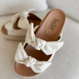 Ivory Knotted Double Strap Wedge
