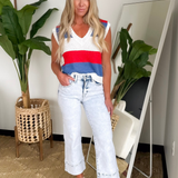 USA Color Block Cropped Knit Vest