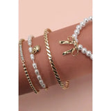 Pearl & Gold Bow Bangle Set