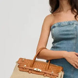 Bertha Woven Straw Tote Bag