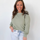 Ribbed Sage Long Sleeve Sweater