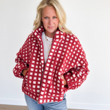 Red/Cream Fuzzy Sherpa Jacket