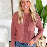 Washed Textured Rust Crewneck Sweater