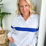 Heather Grey/Blue Relaxed 1/4 Zip Pullover