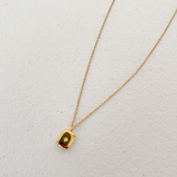 Gold Rounded Square Pendant Necklace