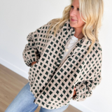Taupe/Green Fuzzy Sherpa Jacket