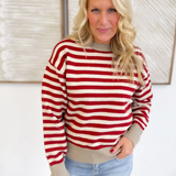 Classic Striped Knit Sweater with Contrast Trim (2 colors)