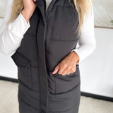 Black Long Puffer Vest