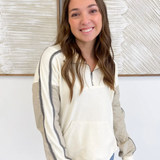 Contrast Cream Fleece Quarter Zip Pullover