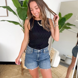 Black Floral Textured Tank