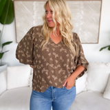 Melissa Light Brown Patterned High/Low Top-Curvy