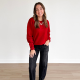 Red Classic Knit Sweater