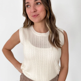 Ivory Lightweight Cable Knit Sleeveless Top