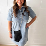 Collared Short Sleeve Denim Dress