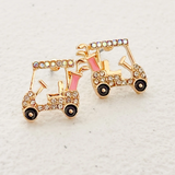 Pave Golf Cart Stud Earrings