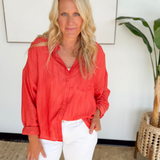 Scarlet Soft Linen Button Down Shirt