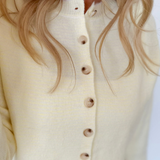 Yellow/Ivory Mini Striped Button Up Sweater