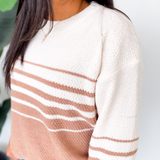 Willa Cream & Brown Striped Knitted Sweater