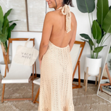 Tiffany Natural Knitted Halter Maxi Dress