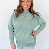 Lightweight Acid Wash Pullover-Teal