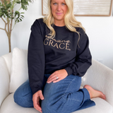 Amazing Grace Black Crewneck Graphic Sweatshirt