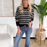 Black/Oatmeal Striped Knit Sweater