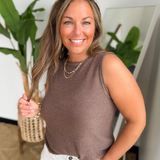 Dark Mocha Basic Sleeveless Top