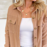 Dusty Nude Duster Knit Button Shacket