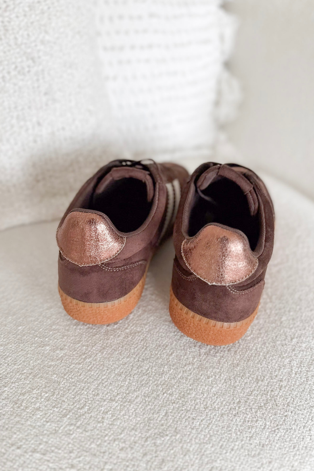 Chocolate Suede Lace Up Sneakers
