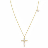 Dainty Pearl Cross Necklace