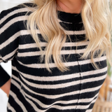 Black/Oatmeal Striped Knit Sweater