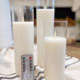 LED Glass Pillar Candle Set 8", 10", 12"